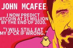 John McAfee吃鸡倒数372天，比特币价格能否达到一百万美元？