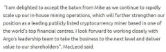 Argo Blockchain任命Ian Macleod为新董事长