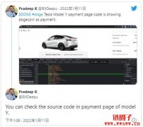 特斯拉接受狗狗币付款？！Model Y 网页